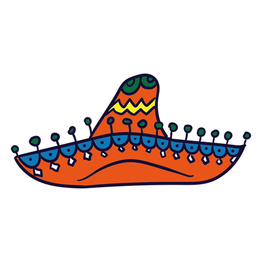 Hand drawn colorful sombrero mexican
