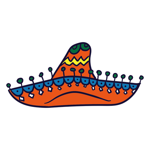 Sombrero mexicano colorido desenhado à mão Desenho PNG