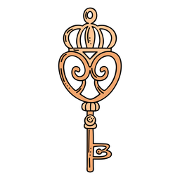 Dibujado a mano corona naranja clave adornada Diseño PNG