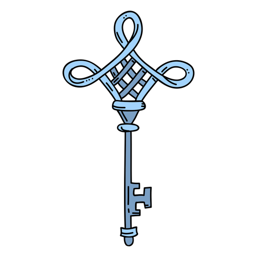 Hand drawn diamond blue ornate key PNG Design