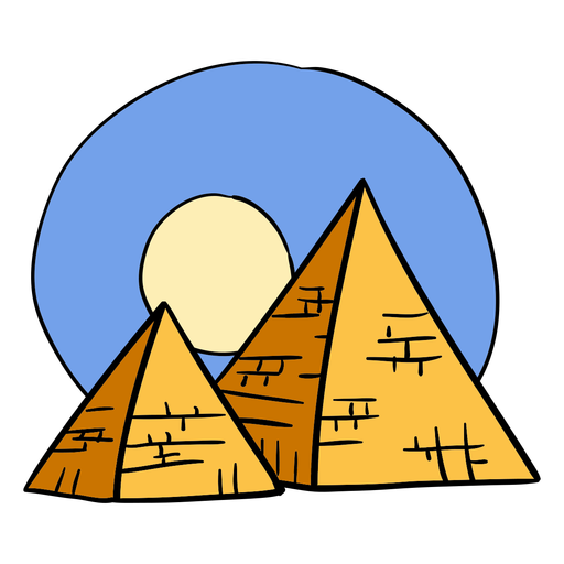 Símbolo do pôr do sol da pirâmide egípcia desenhada à mão