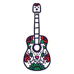 Hand drawn floral guitar mexican PNG Design