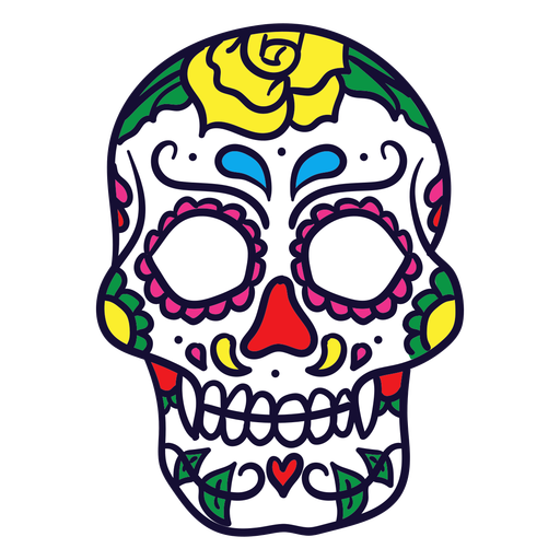 Dibujado a mano calavera floral dia de muertos mexicano Diseño PNG