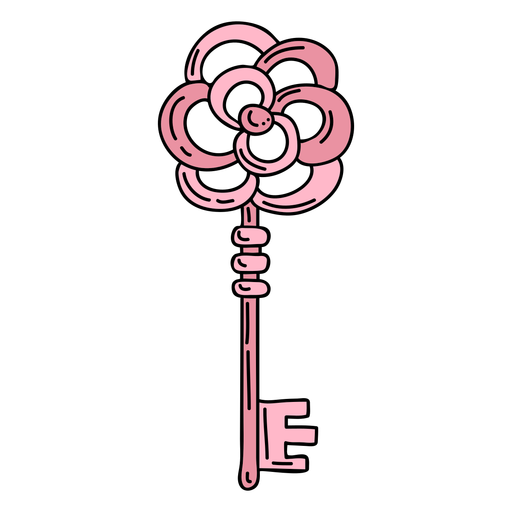 Hand drawn flower pink ornate key PNG Design