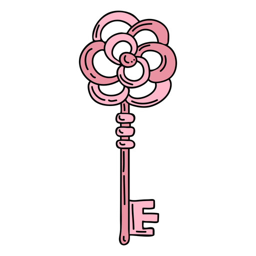 Hand gezeichnete Blume rosa verzierten Schlüssel PNG-Design