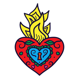 Hand gezeichnete Herzflamme Mexikaner PNG-Design