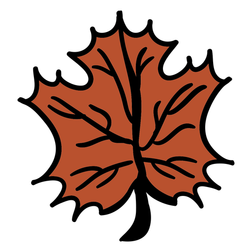 Hand drawn maple leaf brown PNG Design