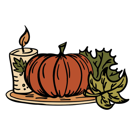 Hand gezeichnete Kürbiskerze Thanksgiving PNG-Design