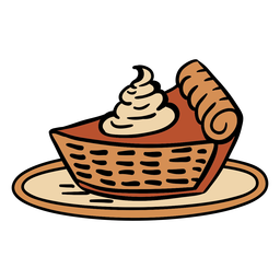 Hand drawn pumpkin pie on plate PNG Design
