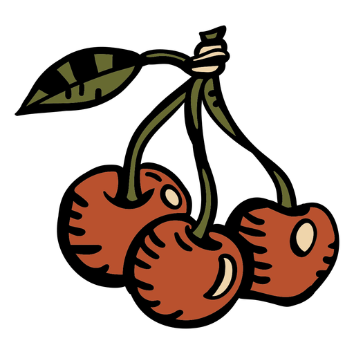 Hand drawn red cherry PNG Design