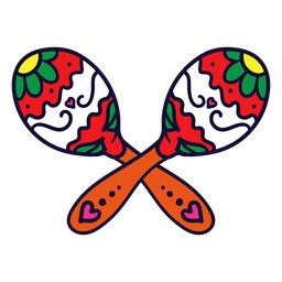 Maracas vermelhas florais desenhadas à mão Desenho PNG