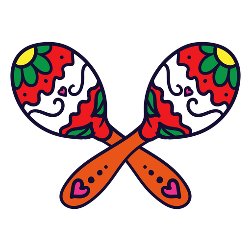 Hand drawn red floral maracas PNG Design