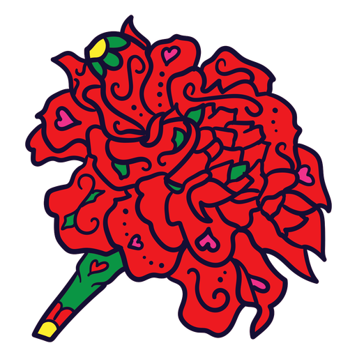 Hand gezeichneter roter Blumenstrau? PNG-Design