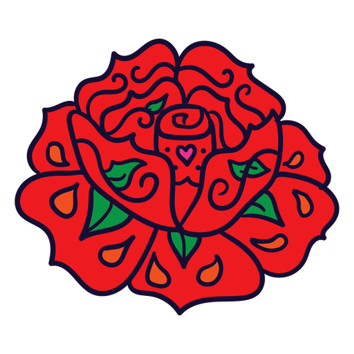 Hand drawn red flower mexican PNG Design