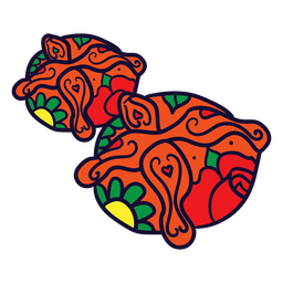 Dibujado a mano redondo floral rojo Diseño PNG