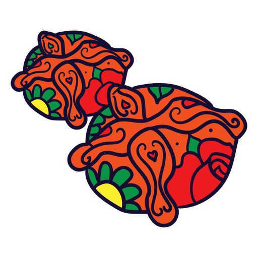 Hand gezeichnete runde rote Blumen PNG-Design