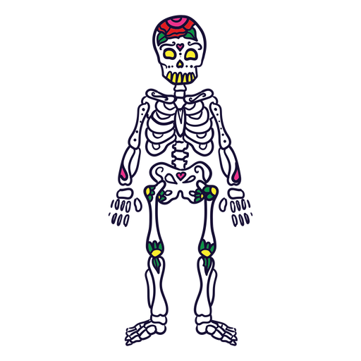 Dibujado a mano esqueleto mexicano dia de muertos Diseño PNG