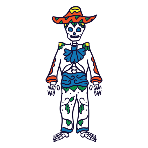 Terno de esqueleto desenhado ? m?o mexicano dia dos mortos Desenho PNG