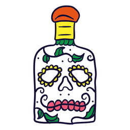 Mão desenhada caveira garrafa mexicana dia dos mortos Desenho PNG