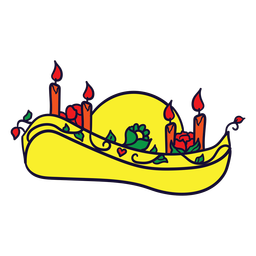 Hand drawn somrero candles mexican day of dead PNG Design