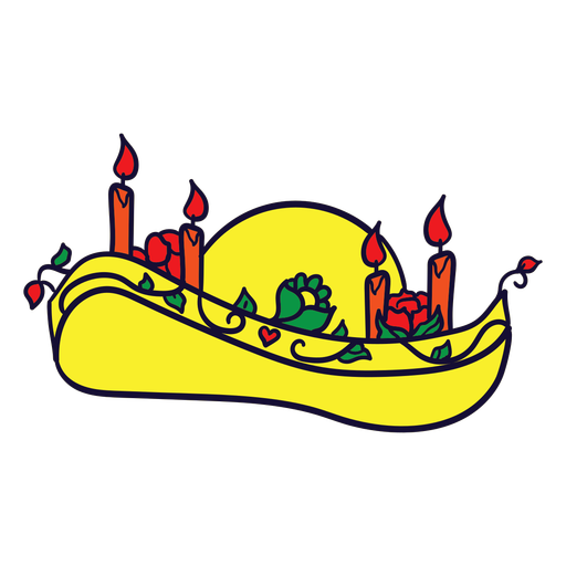 Hand gezeichneter mexikanischer Tag der Toten Somrero Kerzen tot PNG-Design
