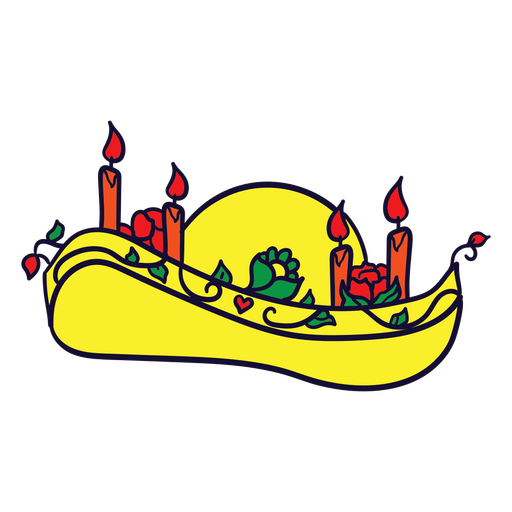 Somrero desenhado à mão para velas mexicanas do dia dos mortos Desenho PNG