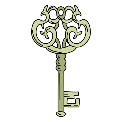 Hand drawn vase green ornate key