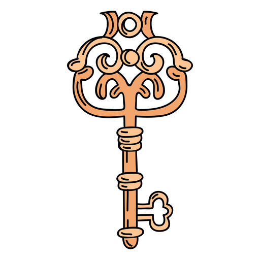 Hand drawn vase orange ornate key
