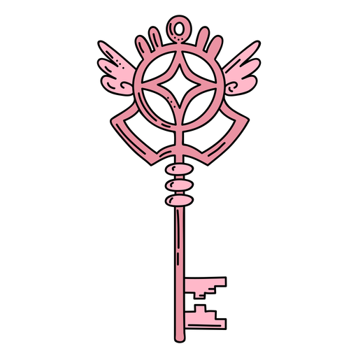 Hand gezeichneter Flügel rosa verzierter Schlüssel PNG-Design