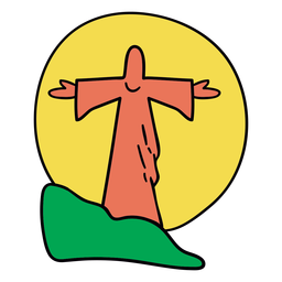 Estátua de jesus pôr do sol brasil Desenho PNG