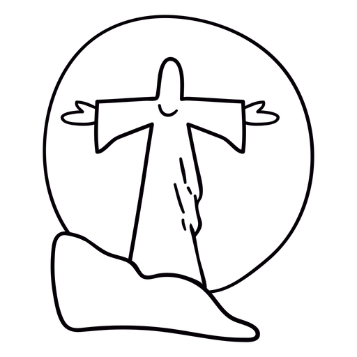 Jesus statue sunset brazil stroke - Transparent PNG & SVG vector file