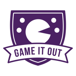 Pack man game it out badge morado Diseño PNG