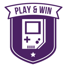 Jogue o jogo de vitória do menino com o emblema roxo Desenho PNG