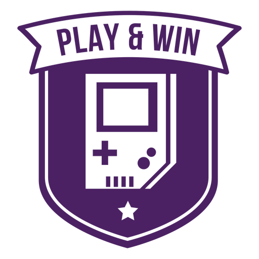 Jogue o jogo de vitória do menino com o emblema roxo Desenho PNG