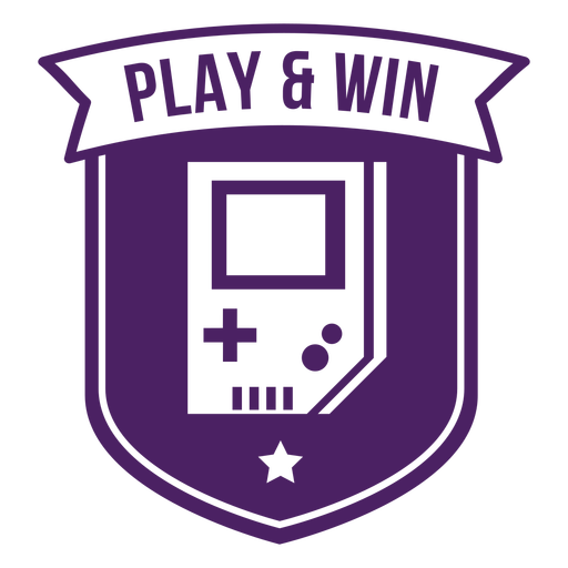 Jugar, ganar, juego, chico, insignia, morado Diseño PNG