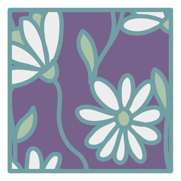 Purple white floral coaster square flat PNG Design
