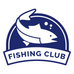 Round swimming fish fishing club badge blue PNG Design