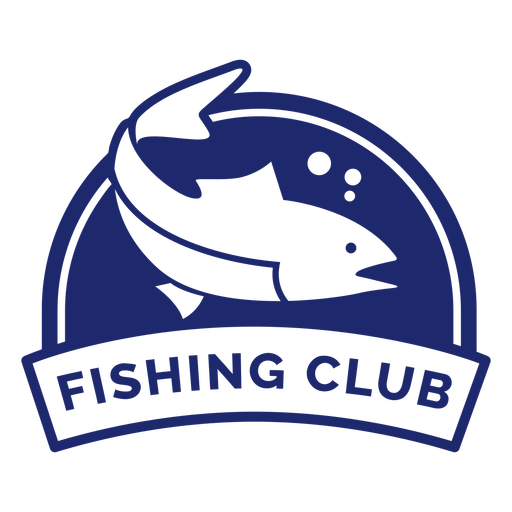 Insignia redonda del club de pesca de peces nadadores azul