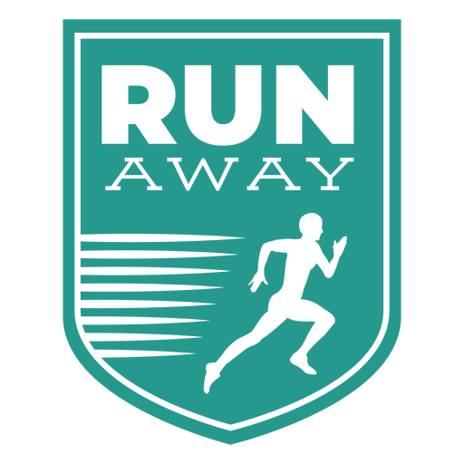 Run away runner shield badge PNG Design