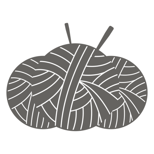 Drei Garnkugeln nadelten graues Symbol PNG-Design