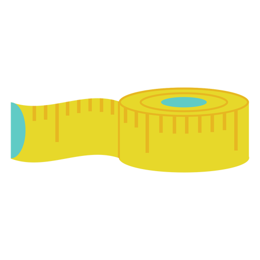 Yellow cloth measuring tape flat PNG Design