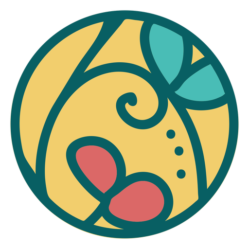 Yellow floral coaster sphere flat PNG Design