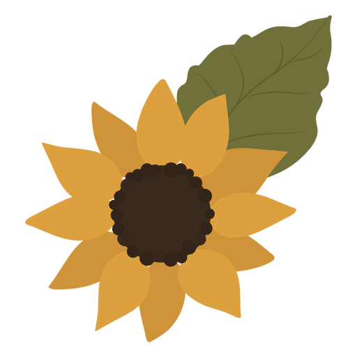Gelbes Sonnenblumenblatt flach PNG-Design