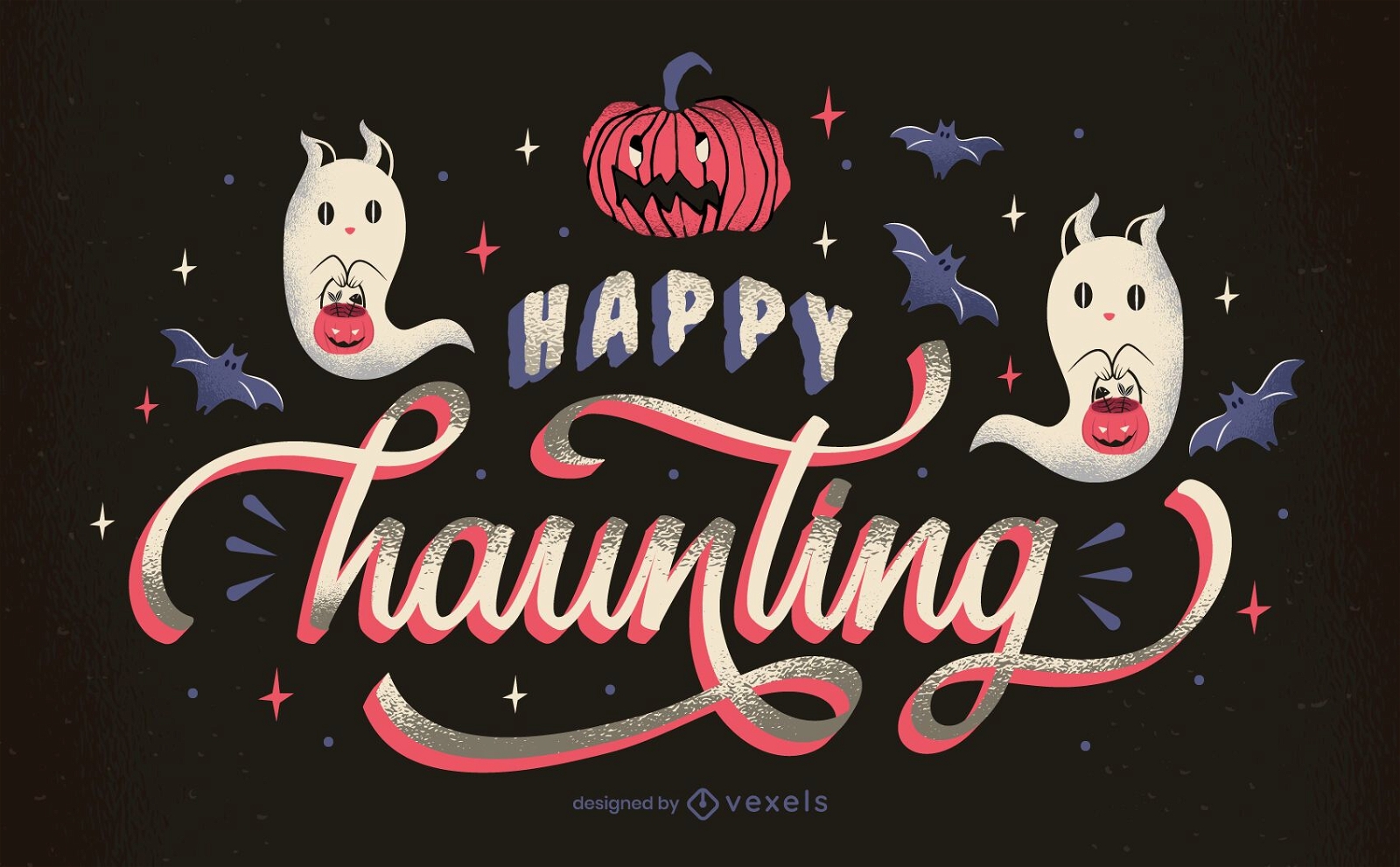 Happy haunting halloween lettering
