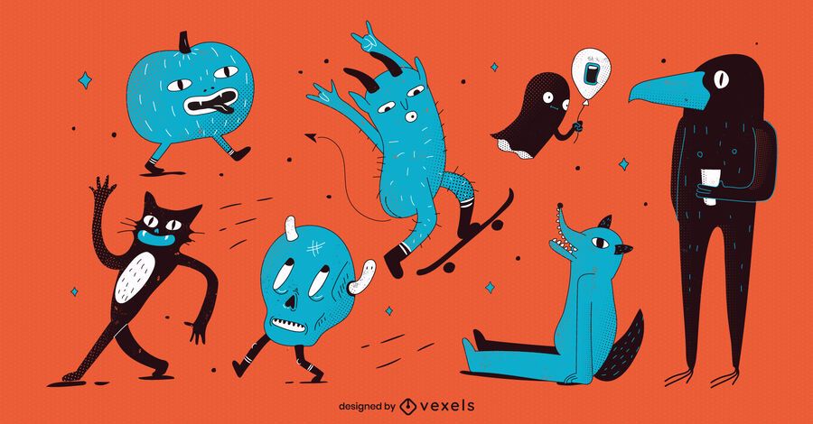 Halloween monsters character set Halloween monsters character set