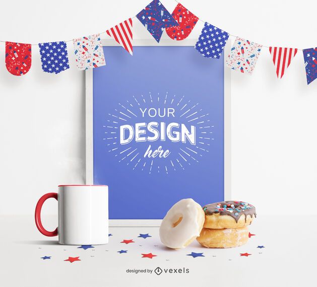 4th of July pennants frame mockup 4th of July pennants frame mockup