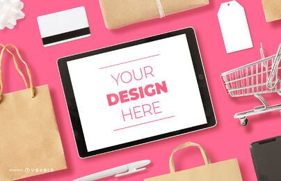 Shopping ipad mockup composition