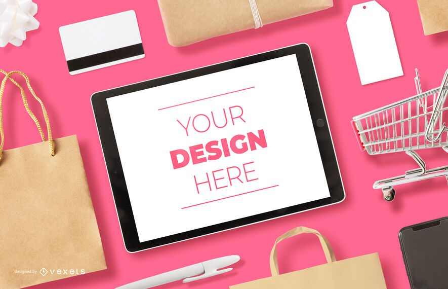 Shopping ipad mockup composition Shopping ipad mockup composition