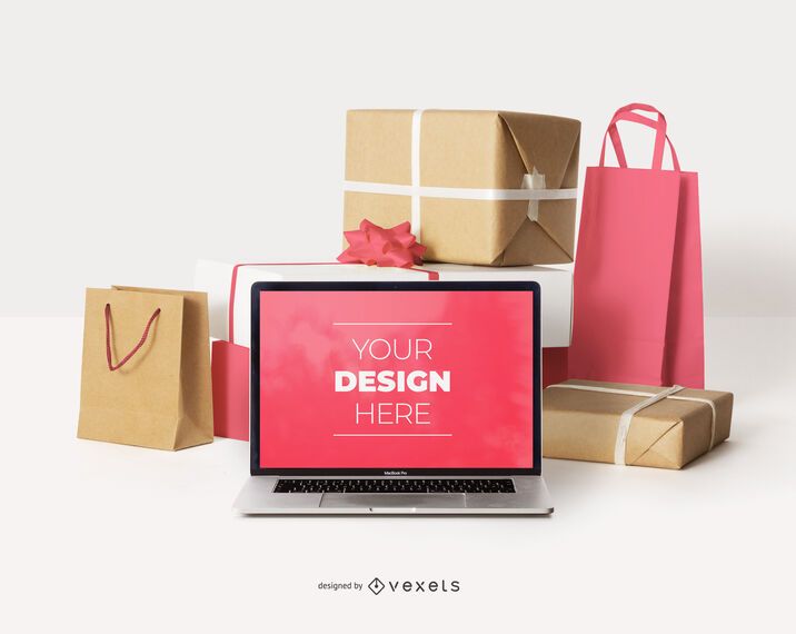 Download Online Shopping Laptop Boxes Mockup - PSD Mockup Download