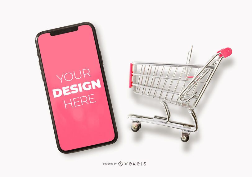Carrinho de compras iphone mockup Carrinho de compras iphone mockup